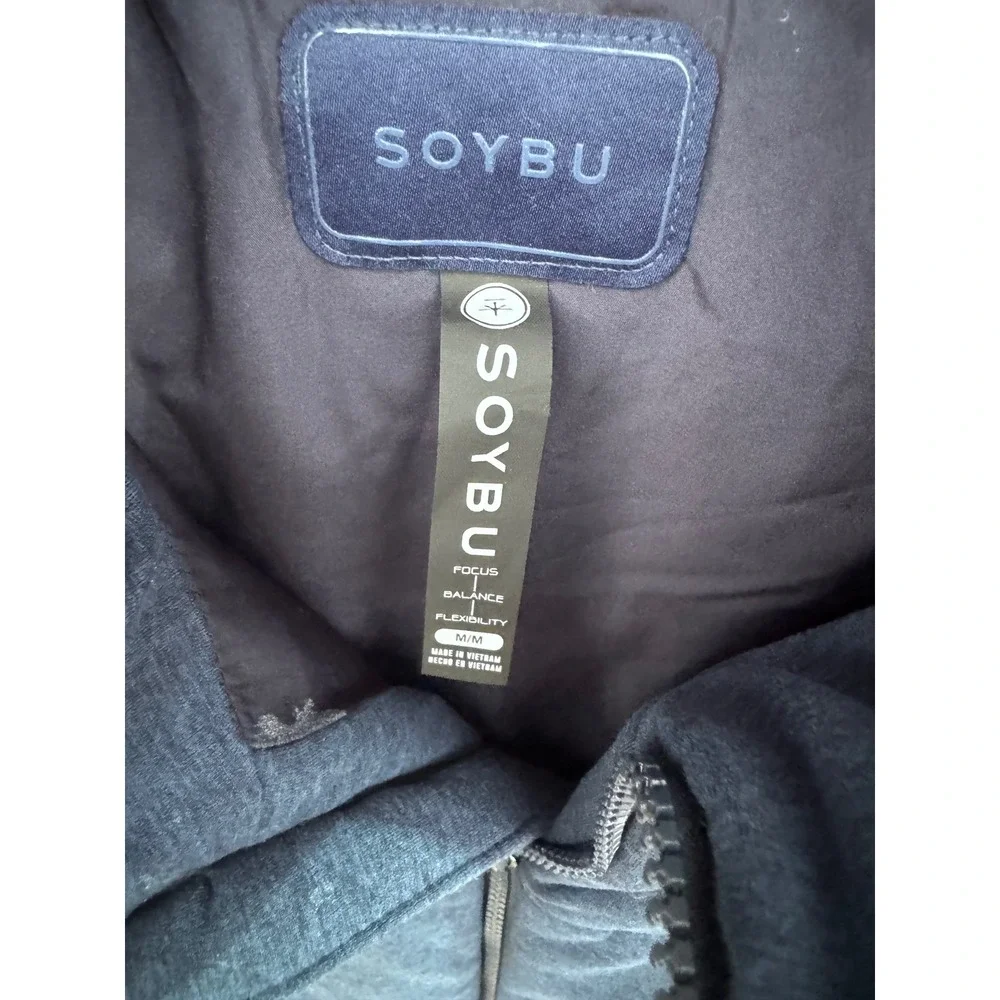 Soybu Mens Medium Puffer Jacket Heathered Blue Full Zip Quilted Insulated Coat